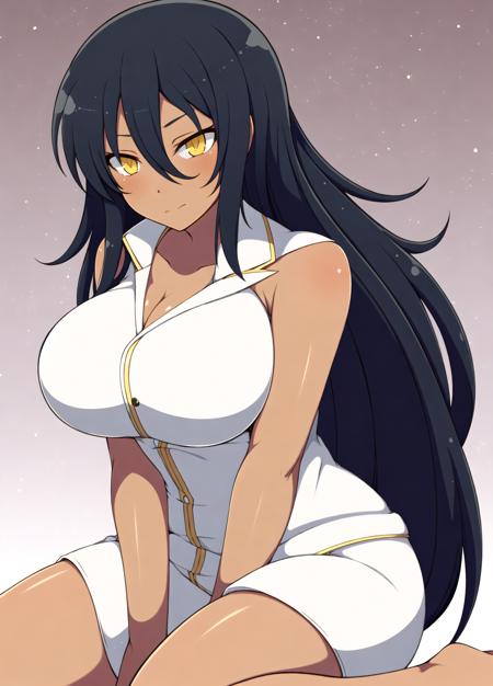 34021-1601642836-1girl, dark-skinned female, (rape face), yellow eyes, (hair between eyes, hime cut_1.3), black hair, breasts, huge breasts, hant.png